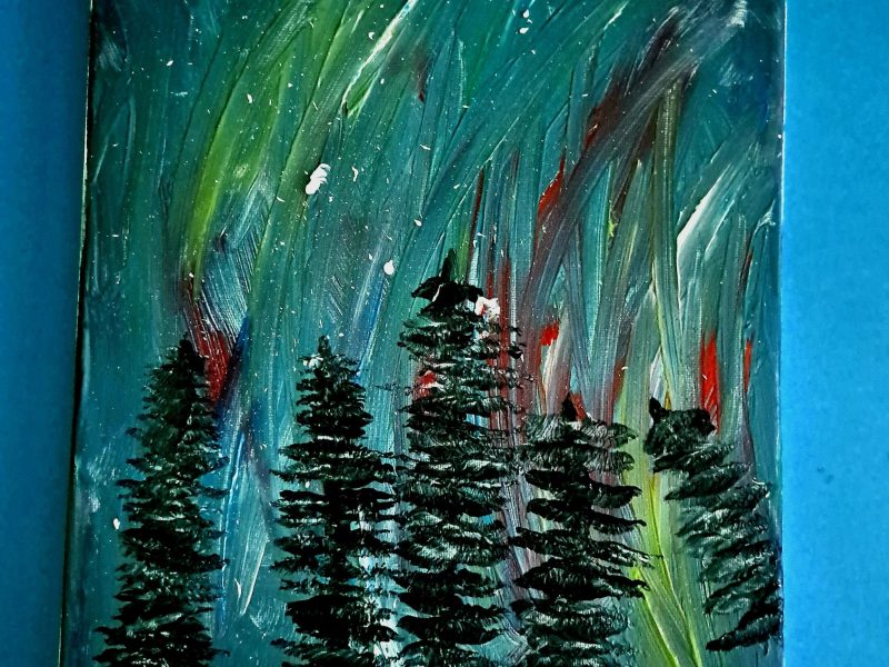 Jak namalować zorzę polarną farbami akrylowymi?